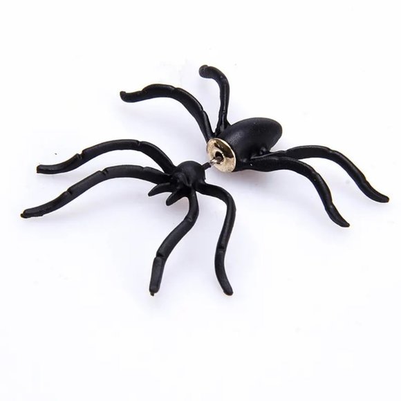 Spider Earrings Black 3D Halloween Costume Creepy Goth Emo Rave Scene Fun Party - Picture 3 of 5